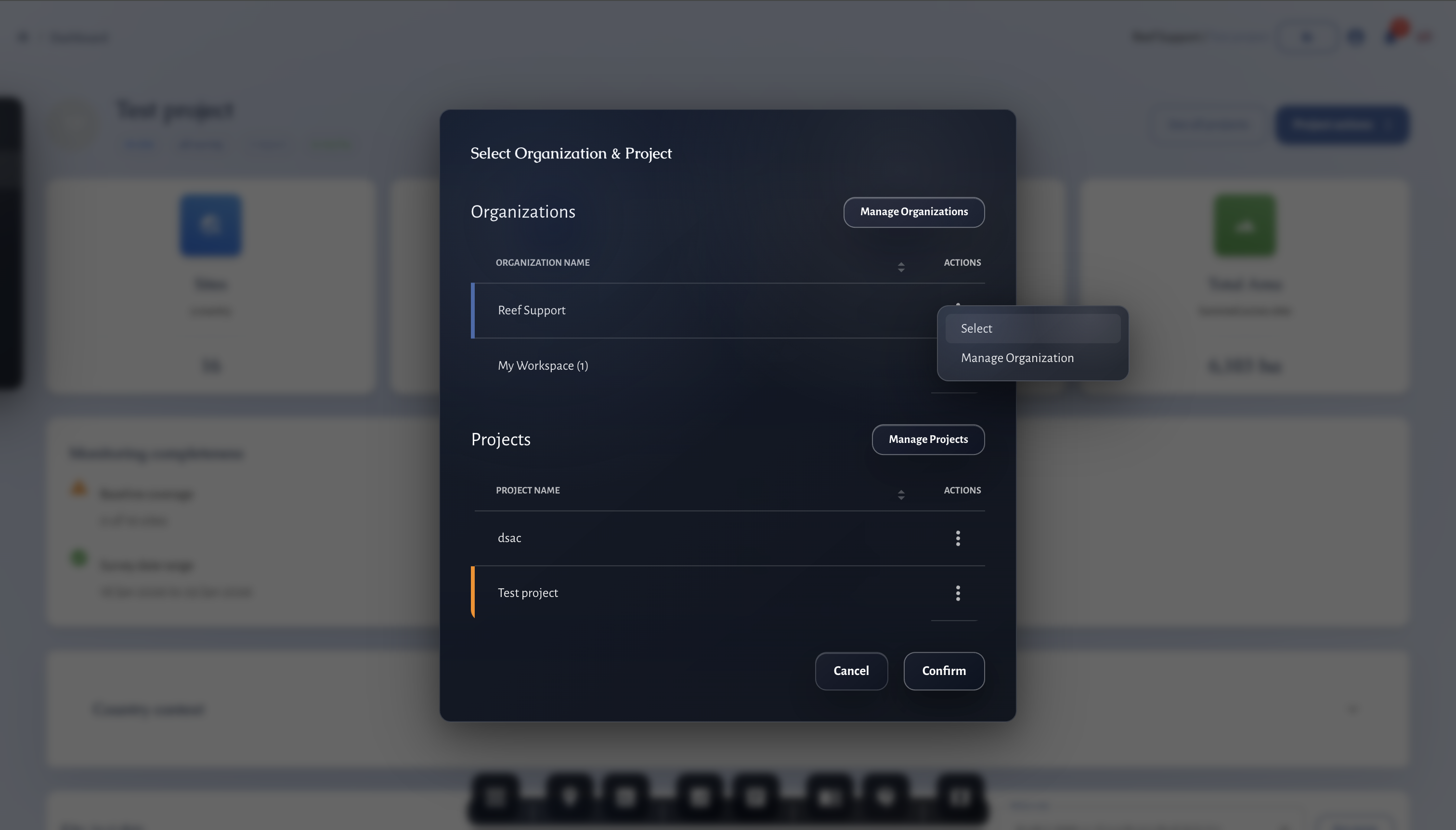 Project context selection