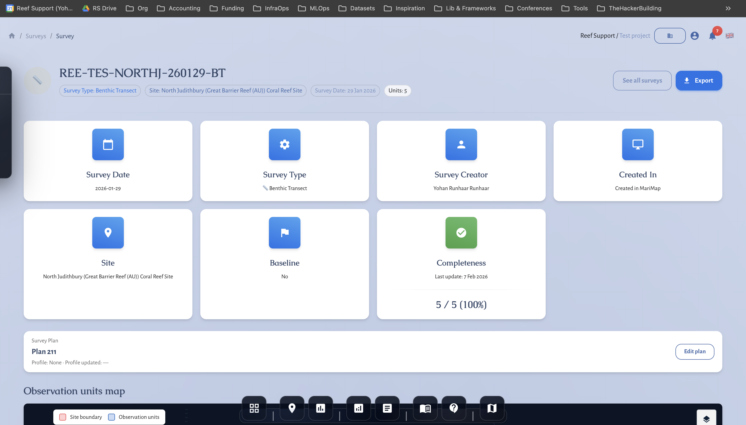 Survey detail workspace